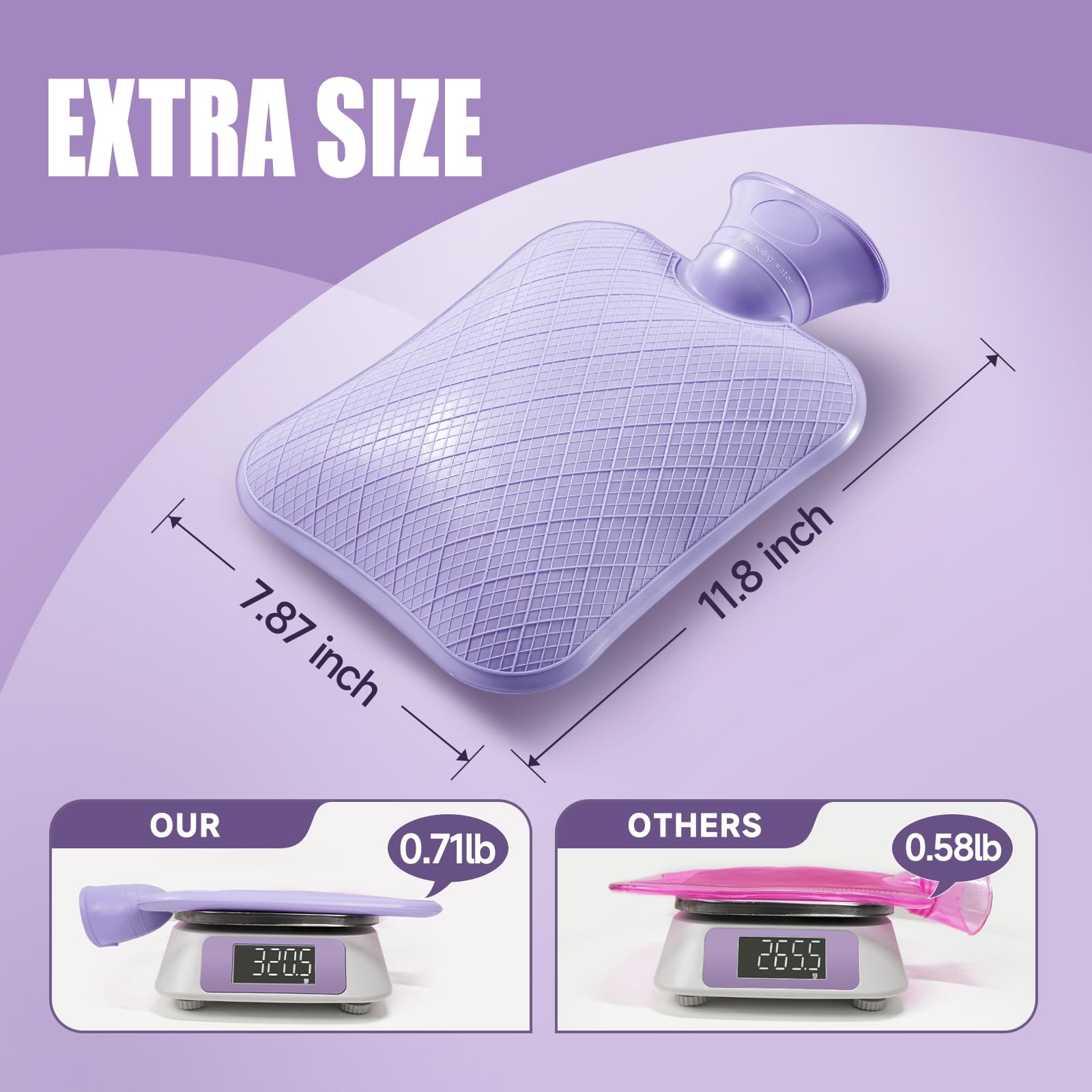 FORICOM Hot Water Bottle with Cover,Hot Water Bag for Pain Relief 2Liter,Heating Pad,Hand Warmer,Warming Bed.Classic.BPA Free,Close-Match(Green)