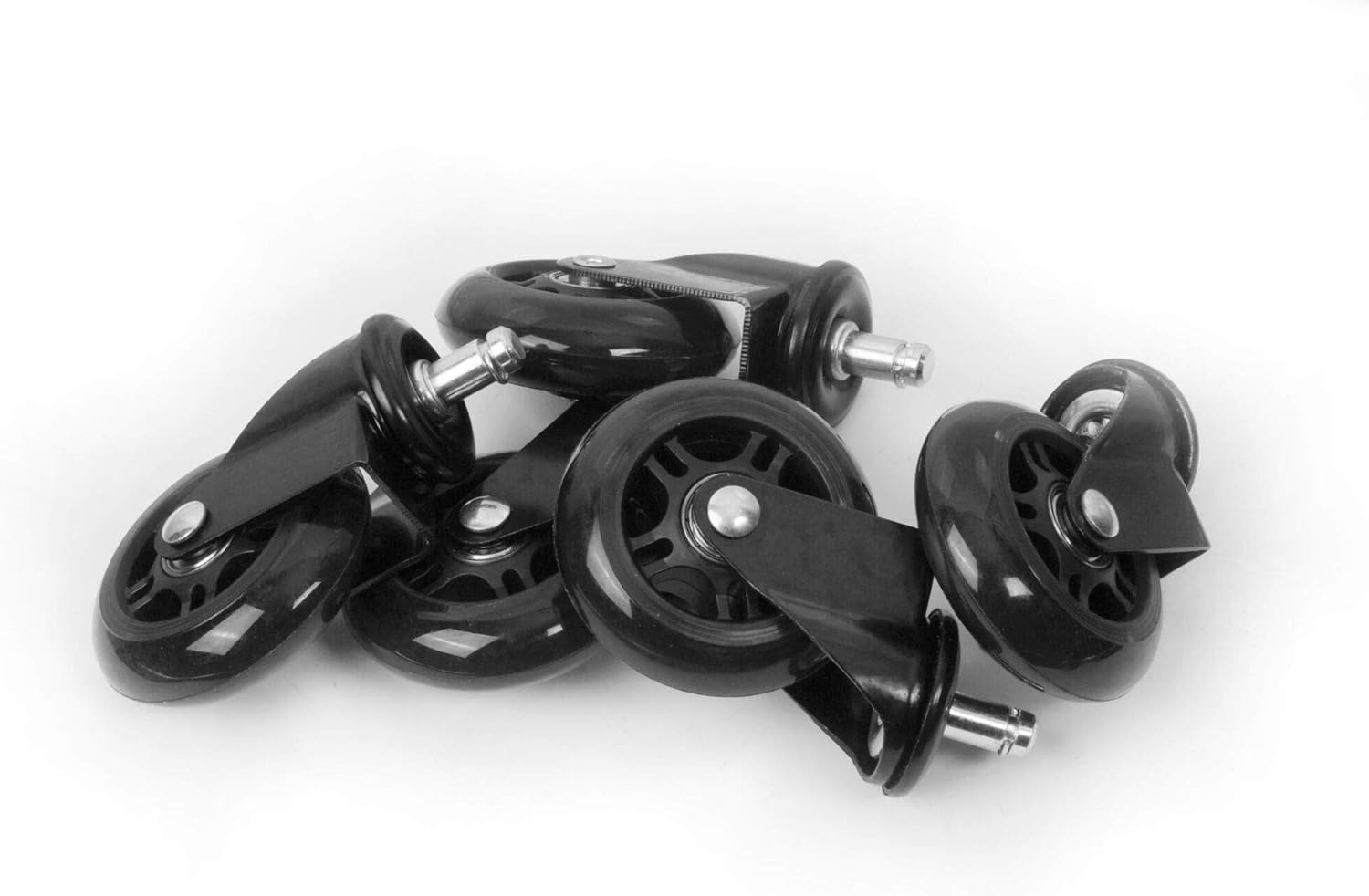 Slipstick CB690 Protecting Rubber Office Chair Wheels (Set of 5) Safe Rolling on All Flooring – Universal Fit Rollerblade Style Replacement Casters, Black/Black, 5 Count: Home Improvement