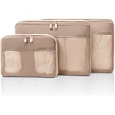Briggs & Riley Carry On Compression Packing Cube Set - Bag Organizer for Suitcase & Luggage, For Women & Men, Pack Accessories for Vacation - Travel Must Haves, 3-Piece, Tan