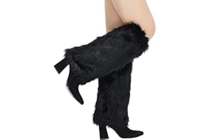 RECECASA Faux Fur Leg Warmers for Women, Fluffy Boot Cuffs Covers for Halloween, Christmas,Furry Costume Cute Cosplay