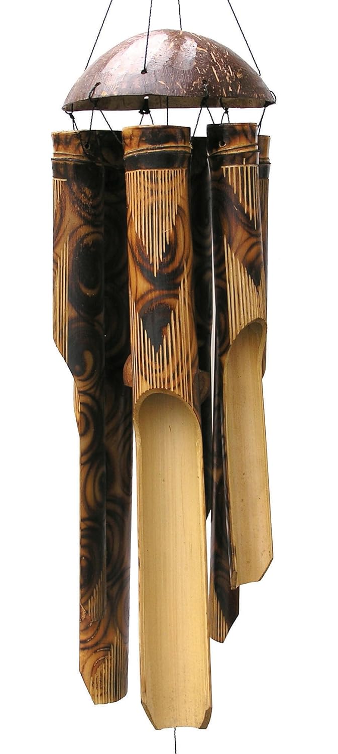 Cohasset Gifts 136 Cohasset Burnt Finish Simple Bamboo Wind Chime, Small, Natural Wood Design