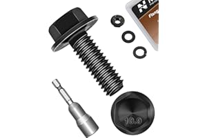 Nailnest M6 x 16mm Flanged Hex Head Bolts and Nuts, External Flange Hex Drive Screws, Class 10.9 Black Zinc Plated Alloy Stee