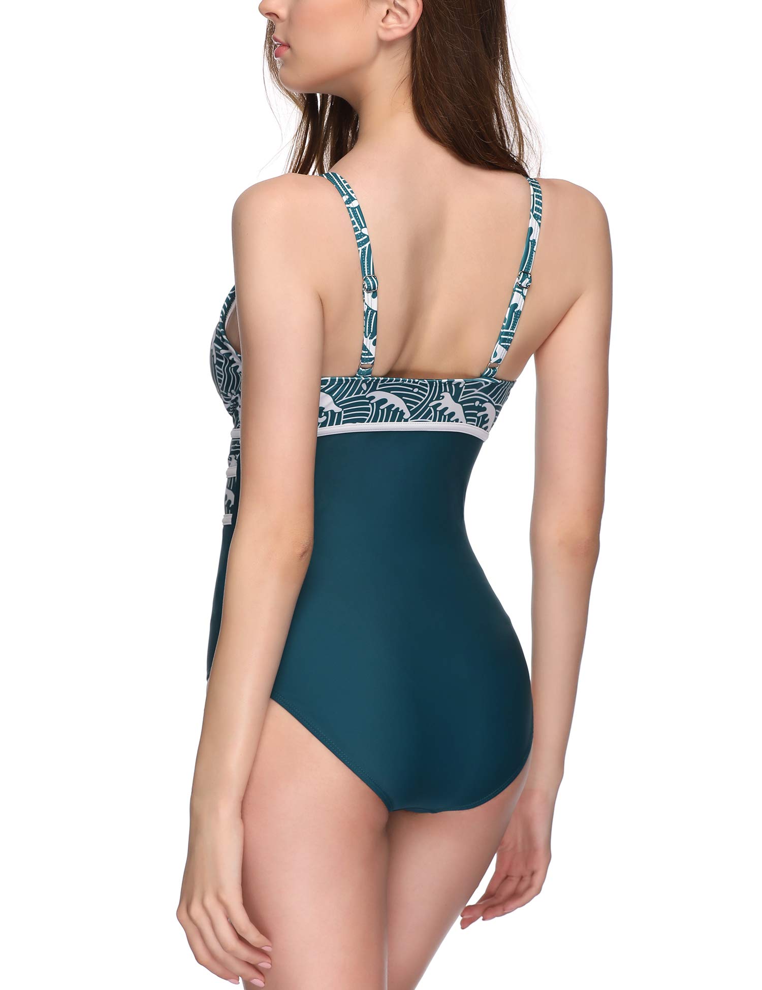 Verano Playa Women One Piece Swimsuit Deep Plunge Monokini High Waist Tummy Control Bathing Suit