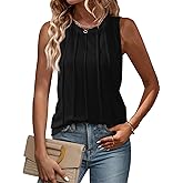 LUXVEER Women Summer Pleated Tank Tops 2026 Trendy Sleeveless Crewneck Tops Loose fit Dressy Casual Work Shirts