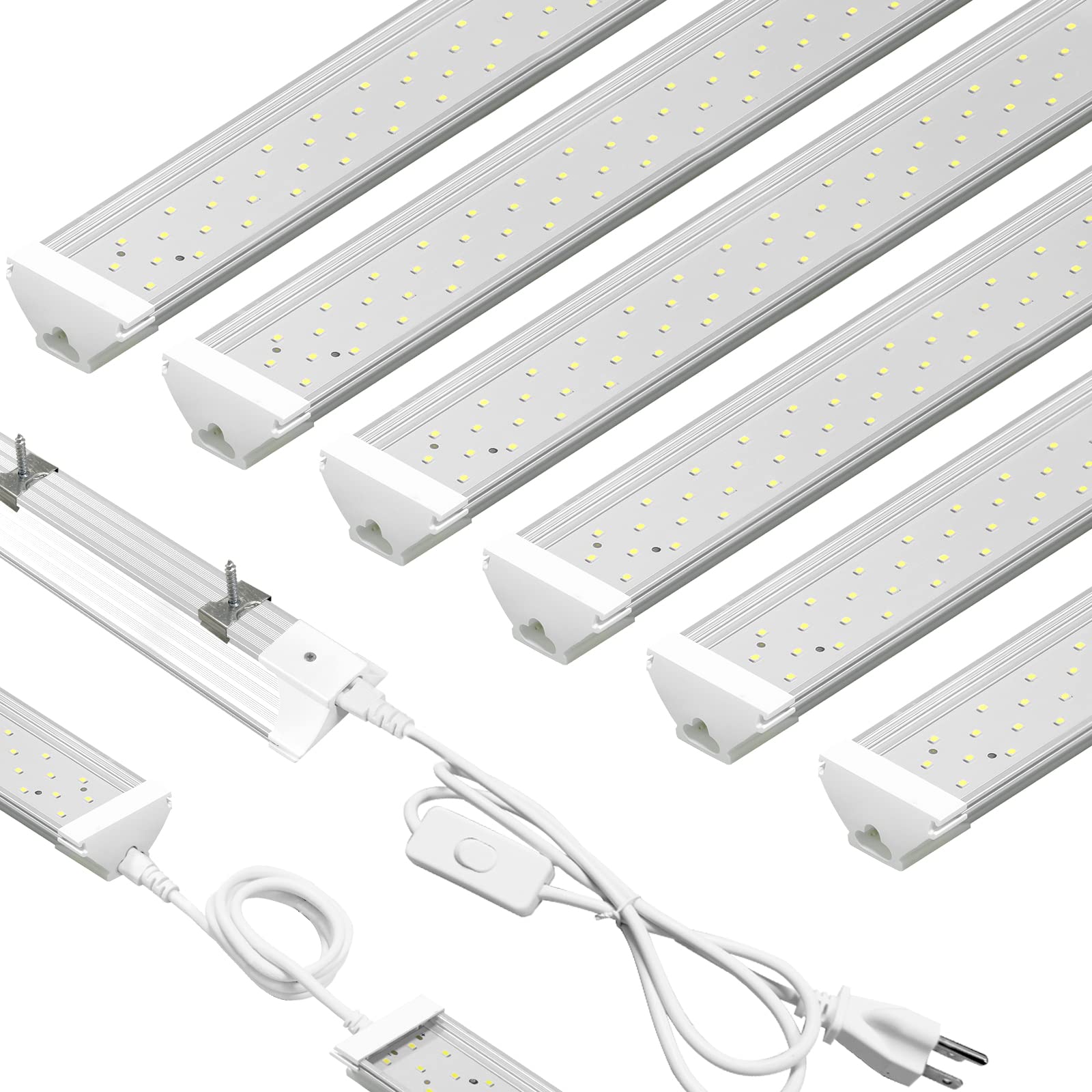 Photo 1 of SZHLUX 8FT 110W LED Shop Light, 17400LM 5000K Utility Shop Light, Linkable Daylight White Shop Lights, Integrated LED Ceiling Light Fixture, Garage Light, LED Tube Light for Workshop