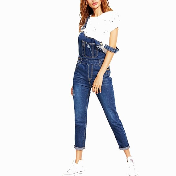 ripped denim dungarees