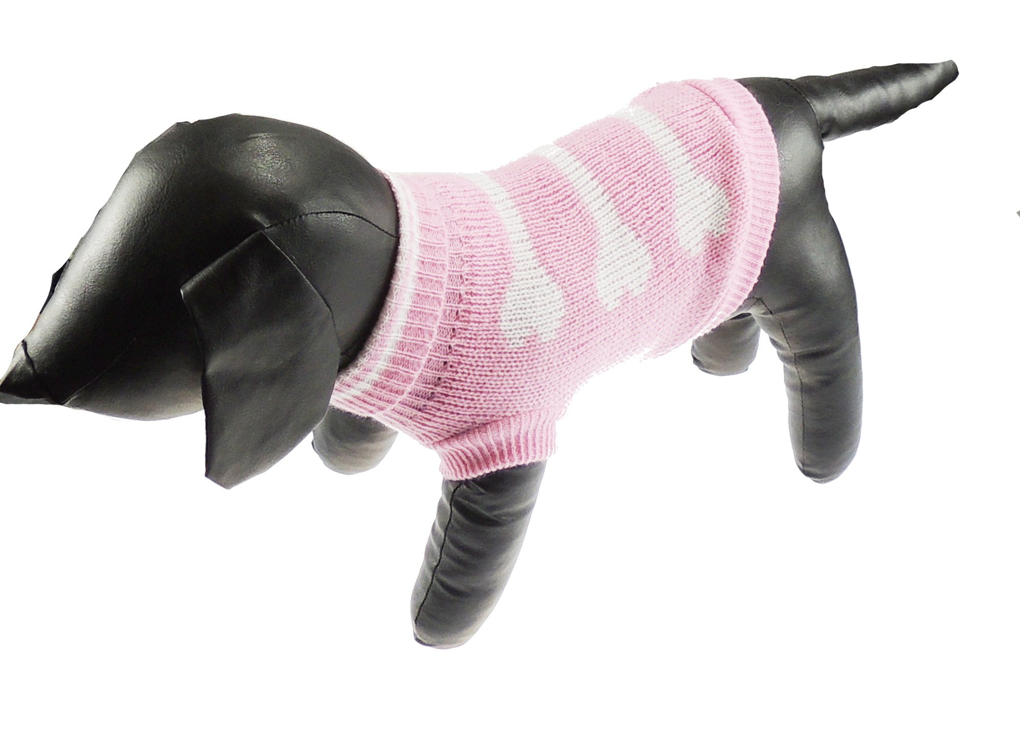 Cute Funny SMALL DOG ONLY Doggy Puppy Kitten Outfit Warm Everyday Walking Winter Girl Jumper Coat Clothes Hoodies Costume Ideas Pullover Wooly Knitted Sweater Apparel Baby Pink White Bones Large