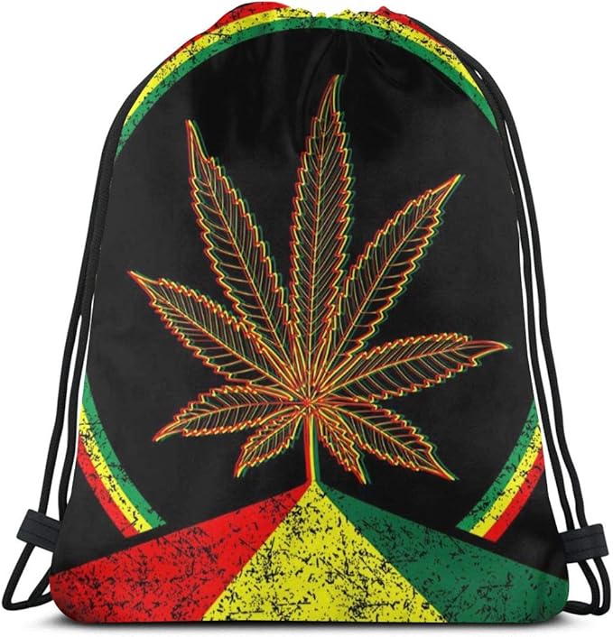 Drawstring Backpack Bag,Cannabis Marijuana Gym Bag Portable Sackpack Storage Bag for