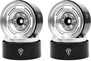 TREAL 1.9 Beadlock Wheel Rims Heavy Duty Vintage Style CNC 1.9 Inch Wheels(4P) for 1:10 RC Crawler TRX-4 SCX10 III SCX10 PRO SCX10 II -Type P(Silver)