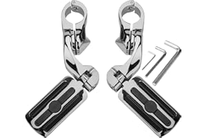 BAYUIHON Motorcycle 1.25" Short Angled Highway Footpegs with Clamps Mounts kit Compatible with Harley Touring Sportster Softa