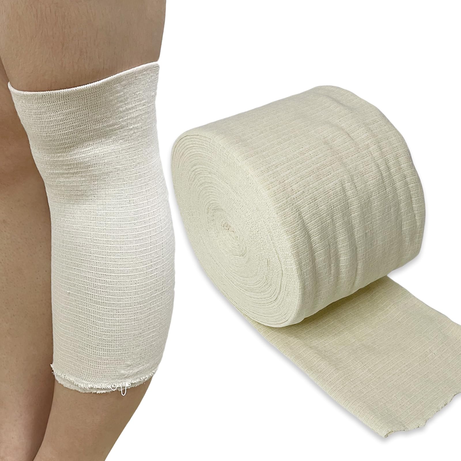 Tubular Stockinette Gauze Roll - Elastic Compression Sleeve for Arm & Leg Support, Cast Padding, Sweat Absorbent Bandage (5" W x 394" L)
