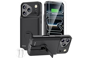 BOPPS 2025 New Battery Case for iPhone 17 Pro Max with Stand,Ultra Slim 8500mAh Portable Rechargeable Strong Protective Extended Charger Cover for iPhone 17 Pro Max Charging Case-6.9inch Black