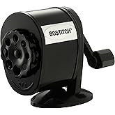 Bostitch Office Manual Pencil Sharpener, Wall Mount, Black | Dual Cutter Technology, 6X Longer Life, Tip Saver Design, 8-Hole Size Dial, Vertical Or Horizontal Mount