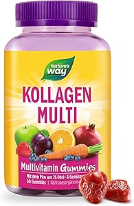 Nature's Way Alive! Hair, Skin & Nails Premium Gummies, Beauty Formula*, with Collagen, Biotin, Vitamins C & E, Strawberry Fl