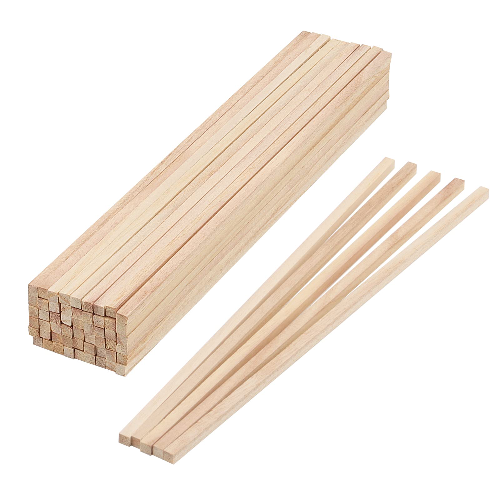 MANCHAP 60 Pack Unfinished Wood Square Dowel Rods, 6x6x300mm, for Crafts, Arts DIY Projects Decoration