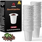 Fanativita Disposable Coffee Filters for My K-Cup, K-Carafe, Cuisinart SS-RFC and Other Large Reusable Filter Cups (White 100 Count)