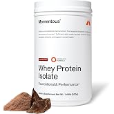 Momentous Grass-Fed Whey Protein Isolate Powder, 20g, Chocolate | Supports Lean Muscle &amp; Recovery, ProHydrolase Enzymes, NSF Certified for Sport, Non-GMO &amp; Gluten-Free (25 Servings)