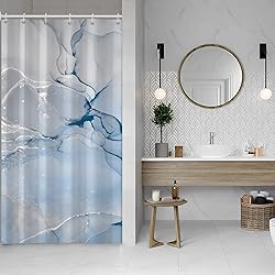 AWERT Blue Marble Shower Curtain for Bathroom