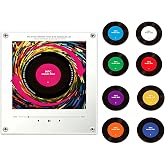Retro Vinyl Record Refrigerator Magnet, 128MB NFC Music Player Box Set | with 9 Programmable Vinyl Style Discs, Mini Magnetic Music Box with LED Light, Christmas Gift for Music Lovers