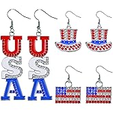 3 Pairs Woman Earrings American Flag 4th of July Earrings Patriotic Star Earring