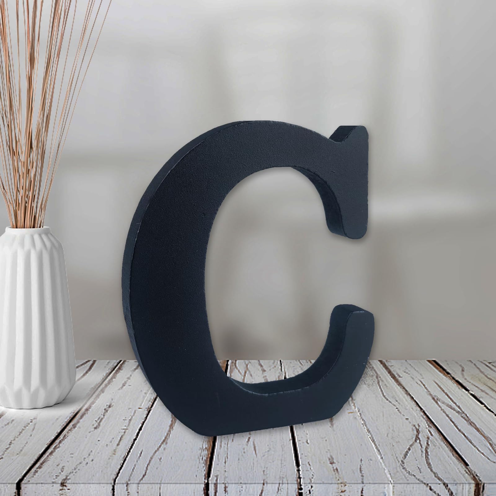 Photo 1 of AOCEAN 4 inch Black Wood Letters Unfinished Wood Letters for Halloween Decorative Standing Letters Slices Sign Board Decoration for Craft Home Party Projects (C)