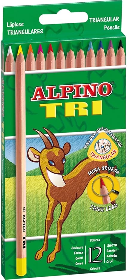 Lápices Color ALPINO Tri, Caja x12 Colores: Amazon.es: Oficina y papelería