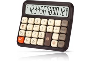 Pendancy Desk Calculator 12 Digit, Retro Cute Basic Calculator with Extra Large LCD Display and Buttons, for Office, School, Home Use