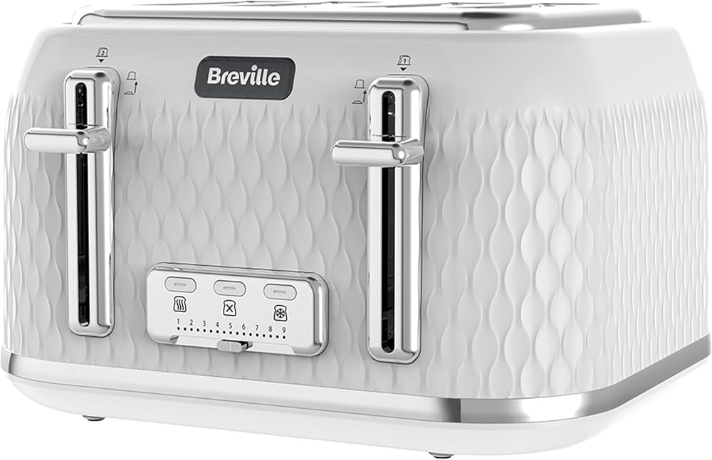 Breville Curve 4 Slice Toaster with High Lift & Wide Slots White Chrome VTT911