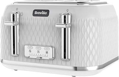 Breville Curve 4 Slice Toaster with High Lift & Wide Slots White Chrome VTT911