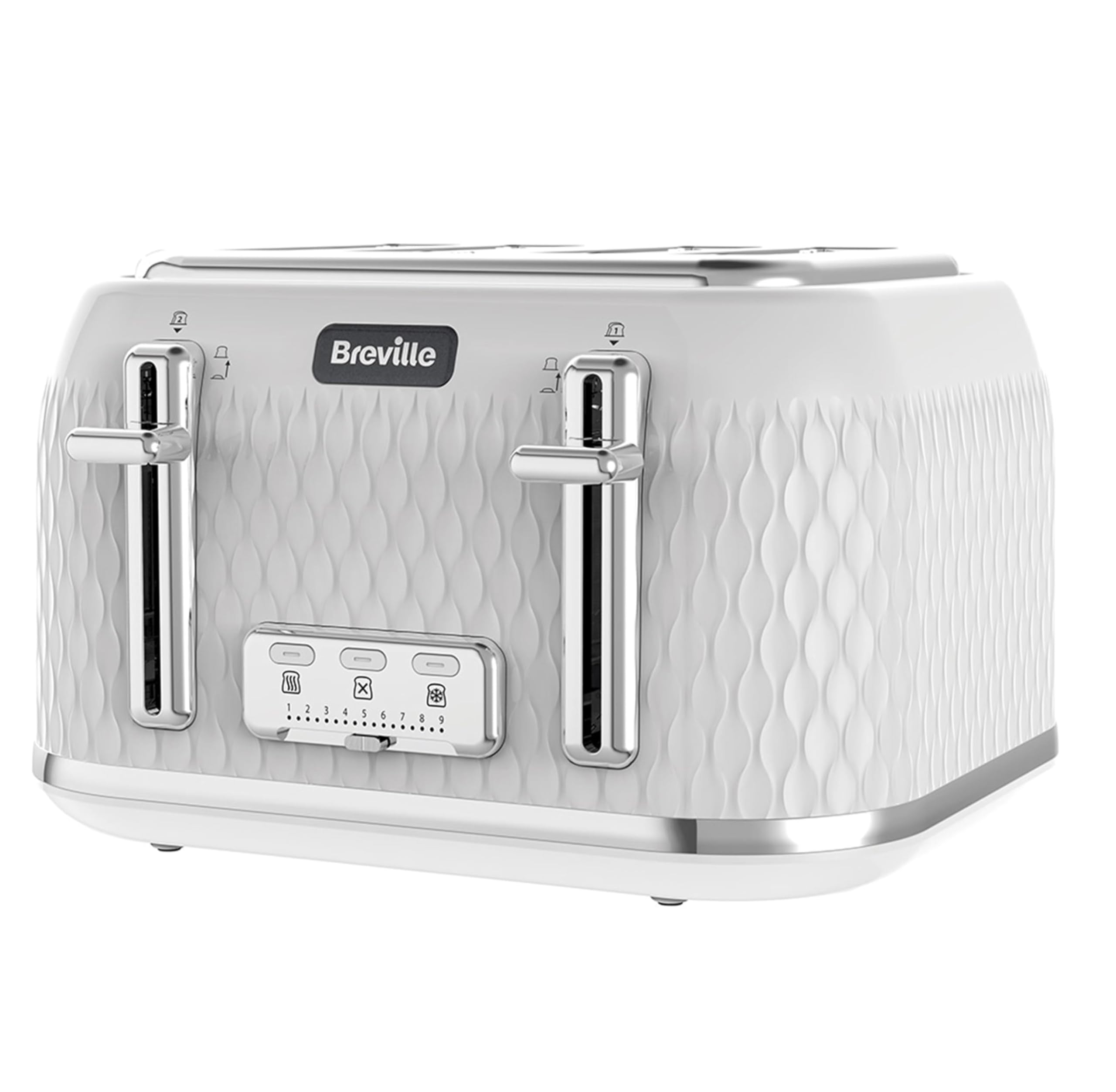Breville Curve 4 Slice Toaster with High Lift & Wide Slots | White & Chrome [VTT911]