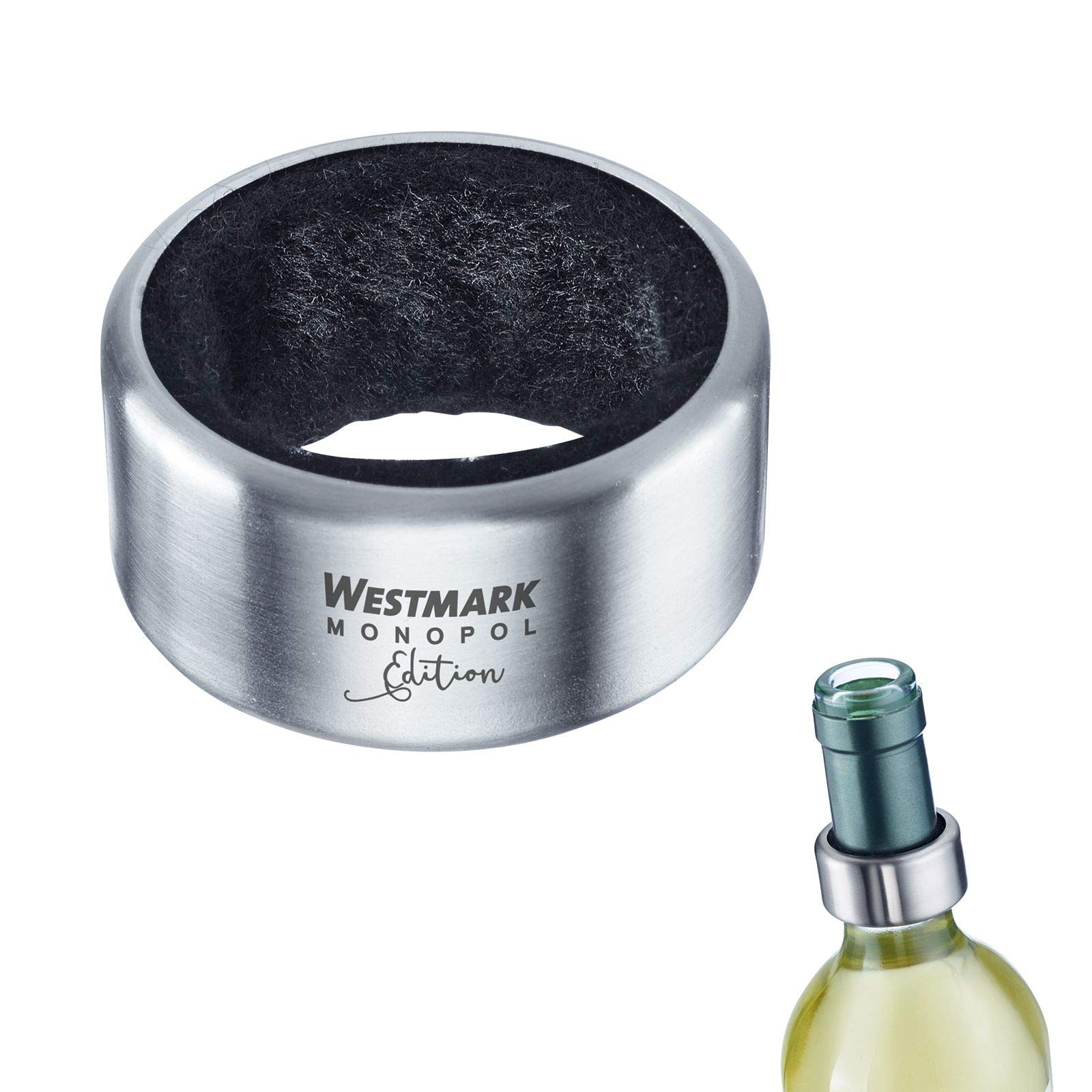 Westmark 2 Drip Rings with 2 replacement inserts, Monopol Edition, stainless steel/silicone/felt, Alessio, silver/black, 61843360