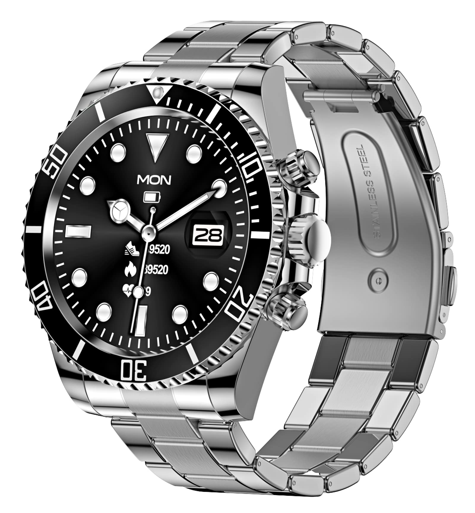 Photo 1 of Smart Watch for Android Phones Answer Make Calls SMS Reminder Smartwatch Compatible iPhone Bluetooth Stainless Steel Fitness Watch Men Smart Watches for Men Reloj Inteligente