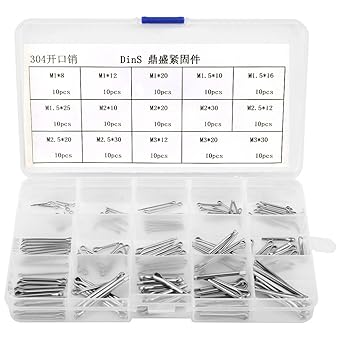 Xinrub Split-Splinte,Edelstahl Split Splinte 150Pcs 15 Arten 304 Edelstahl Kit M1-M3