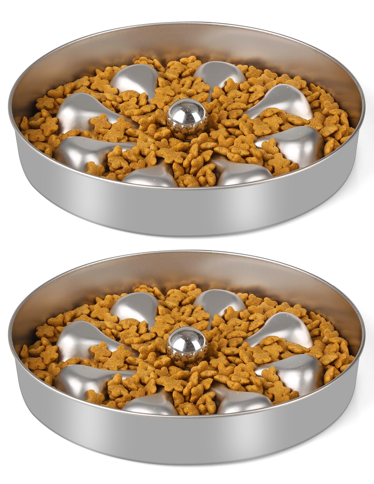 Photo 1 of Oiwliur 2-Pack Slow Feeder Dog Bowls – Stainless Steel Metal Bowls with Double-Sided Design, 5 Cups Large Capacity for Dry, Wet, Raw Food, Slow Feeding for All Dog Sizes, Easy to Clean, Non-Slip