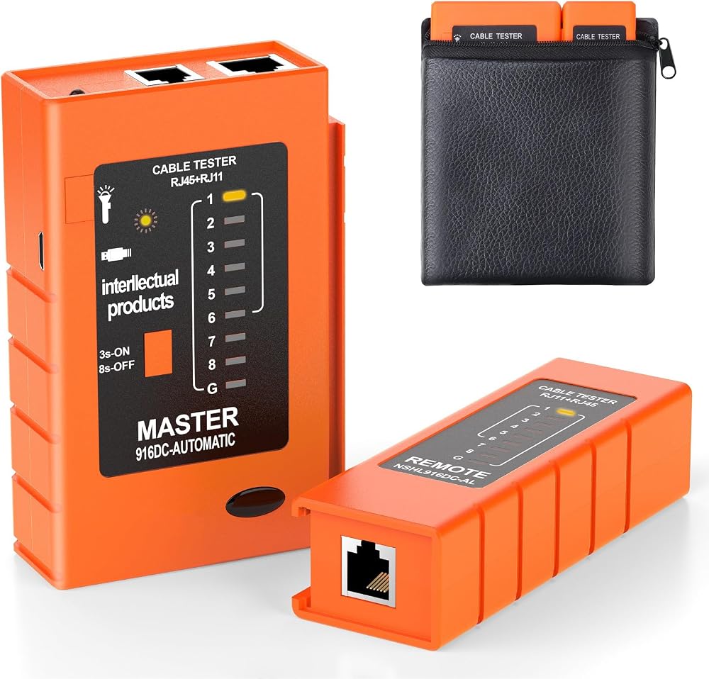 Preciva Network Cable Tester Ethernet RJ45 RJ11 Cat5/Cat6 Test Tool USB/Battery