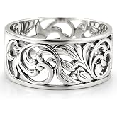 Norwegian Rosemaling Ring - Sterling Silver Floral Filigree Band - Wide Vintage Style Wedding Band Plus Size - Norse Nordic Jewelry for Women - Handmade