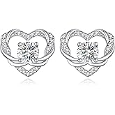 OOBEE Valentine's Day Gift Moissanite Heart Stud Earrings for Women, 925 Sterling Silver Fine Jewelry with 18K Gold Plated, Ideal Wedding Birthday Anniversary Christmas Gifts for Women Wife Mom Girlfriend Daughter
