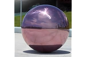 Koiugayk Stainless Steel Gazing Globe Mirror Ball, Decorative Gazing Balls for Garden, Reflective Smooth Garden Ball Sphere for Outdoor Yard Decoration (Purple, Dia: 12 inch)