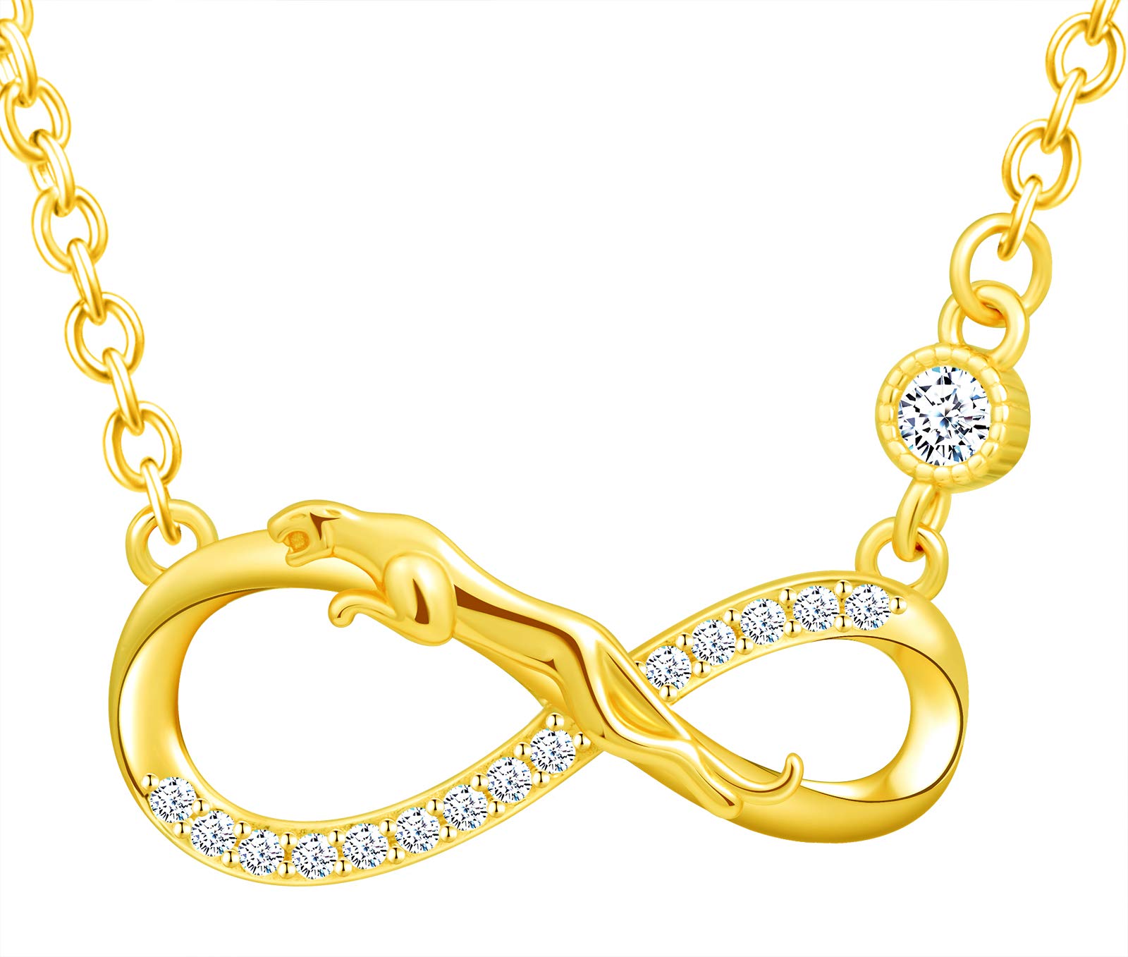 INFINIONLY Women's necklace pendant, 925 sterling silver Jewellery Sets, Cheetah and infinity symbol inlaid zircon, animal jewelry-sets