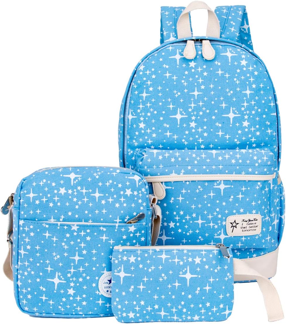 Fashion Canvas School Backpack 3 Pcs Causal Travel Bags Laptop Student Bag Set