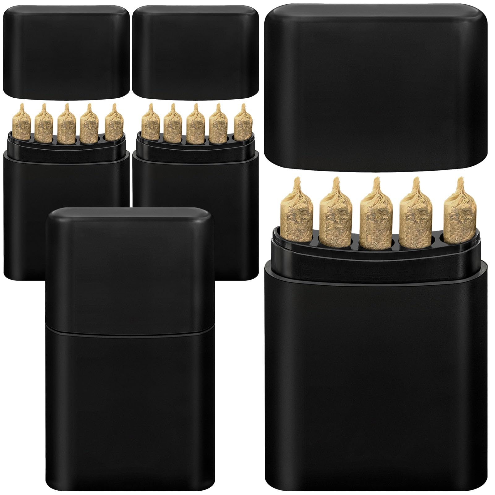 Photo 1 of (4 Pack) 5-Hole King Size Pre-roll Cone Holder Case, Cigarette Case for Regular & King Size Cigarettes, Small Portable Plastic Container, Smoking Accessories for 1-1/4 Pre Rolled Rolling Paper
