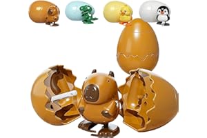 Wind-Up Animal Hatching Surprise Egg, No Batteries, Reusable Pop Open & Walk, 4 Assorted Animals, Boom Easter Eggs That Pop O
