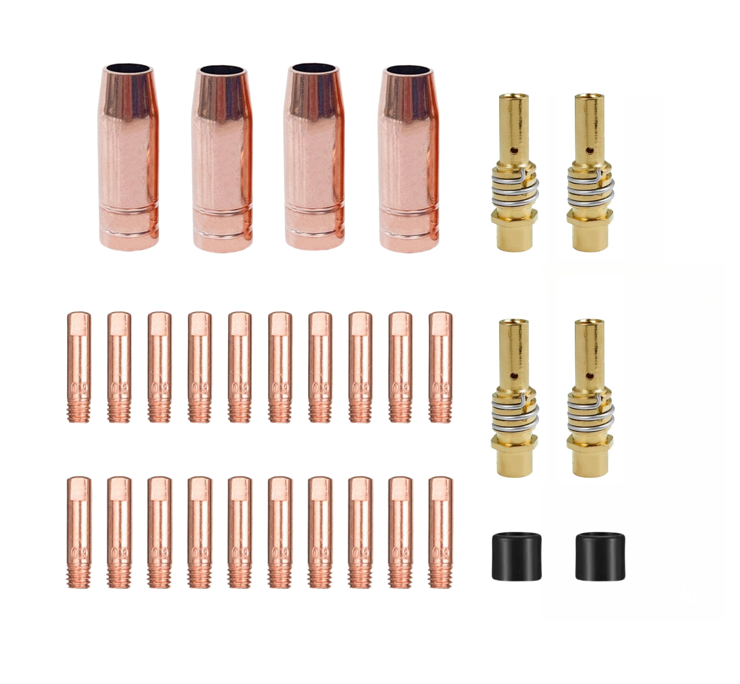 Photo 1 of TimelyDu MIG 30-Pack MB15 15AK welding Gun Accessory Kit ;Welding contact Tips 0.035" 0.9mm,Gas Nozzle/Contact Tip Holder Fit MIG Co2 Welding Torch, Copper (0.035" Accessory Kit)