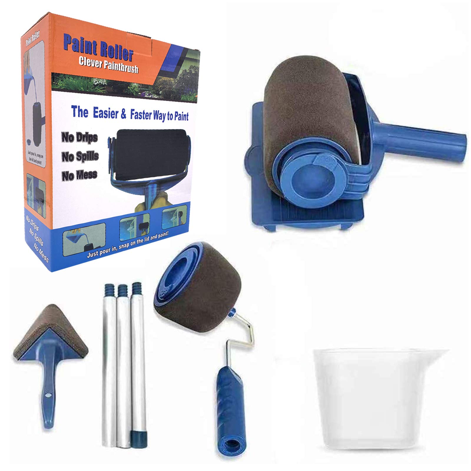 9PCS Paint Roller Kit, Professional Paint Rollers Tray Set with Paint Brushes, Roller Sets for Painting Walls & Ceilings with Emulsion Home Decorating Kit(9PCS)