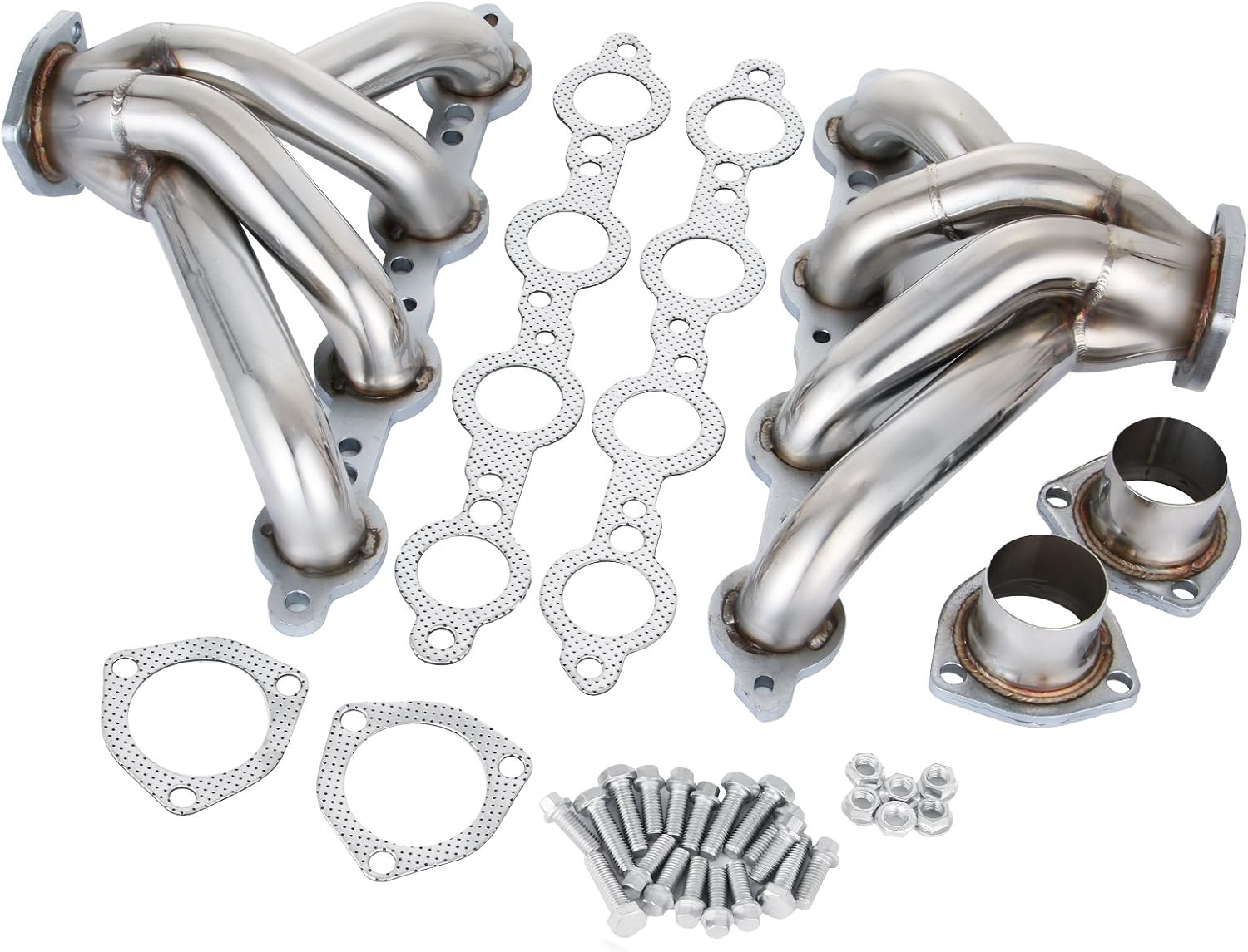 Mophorn Exhaust Header Stainless Steel Manifold Exhaust Block Hugger Headers Fit for Chevy LS1 LS6 Block Hugger (Exhaust Block Hugger Headers for Chevy LS1 LS6)