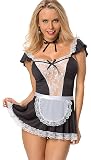 SHESHY Women Sexy Lingerie Maid Cosplay Costume French Naughty Cute Lace Dress Lingerie