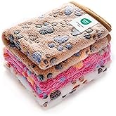 Luciphia 1 Pack 3 Blankets Super Soft Fluffy Premium Fleece Pet Blanket Flannel Throw for Dog Puppy Cat Paw Brown/Pink/White Large(41x31 inch)