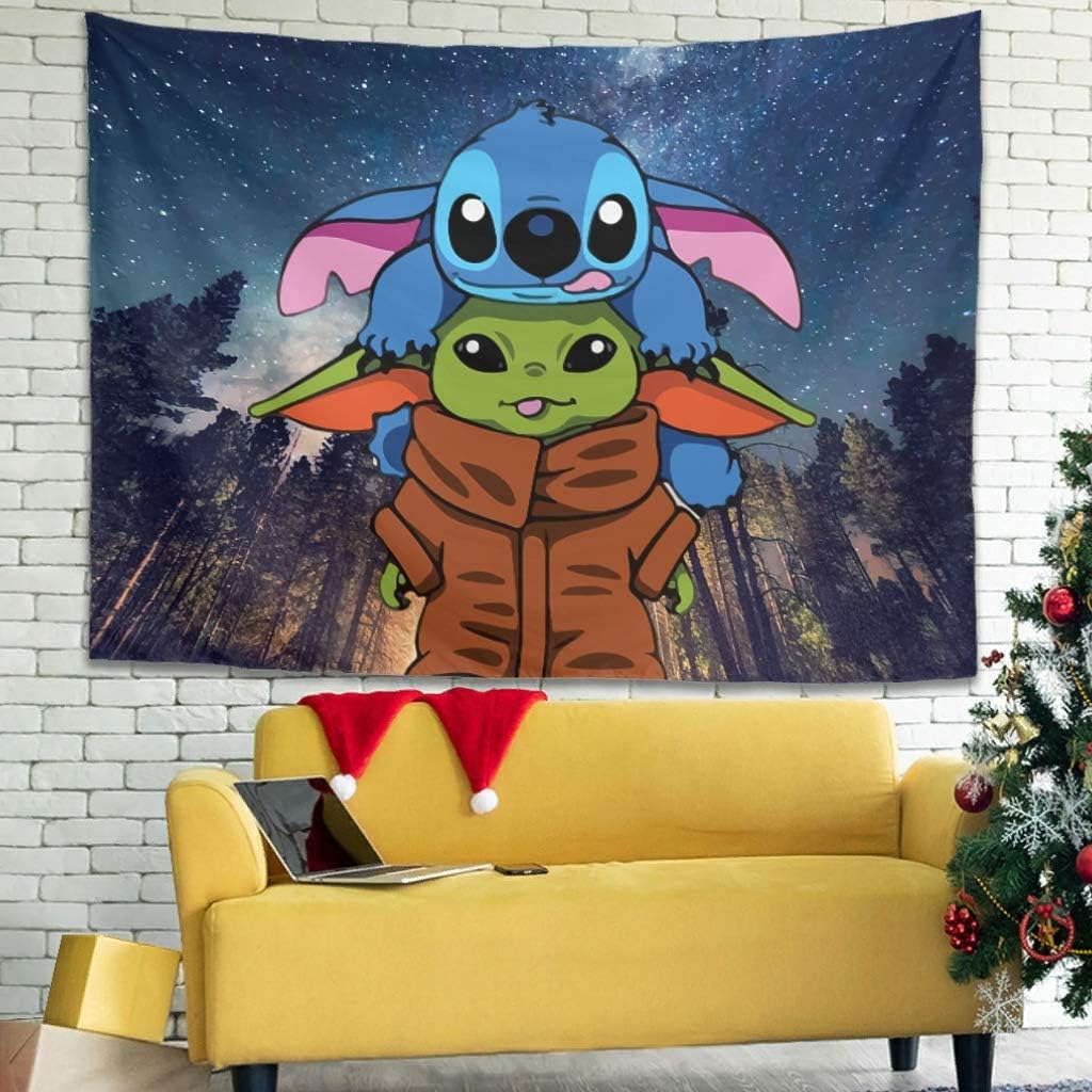 TengmiuXin Yoda And baby Stitch Hippie Tapestry Wall Tapestry Wall