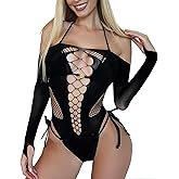 XIUSEMY Lingerie for Women Fishnet Bodysuit Sexy One Piece Babydoll Teddy Mesh Outfits