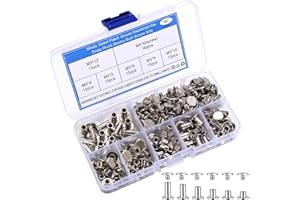 JOCAHULFX 90 Sets Chicago Screws Assorted Kit, 6 Sizes M5 Round Flat Head Leather Rivets, Chicago Metal Screws Studs for DIY Decorate Repair Craft Belt Bag Shoes Purse Bookbinding (M5 X 4, 5, 6, 8, 10, 12)